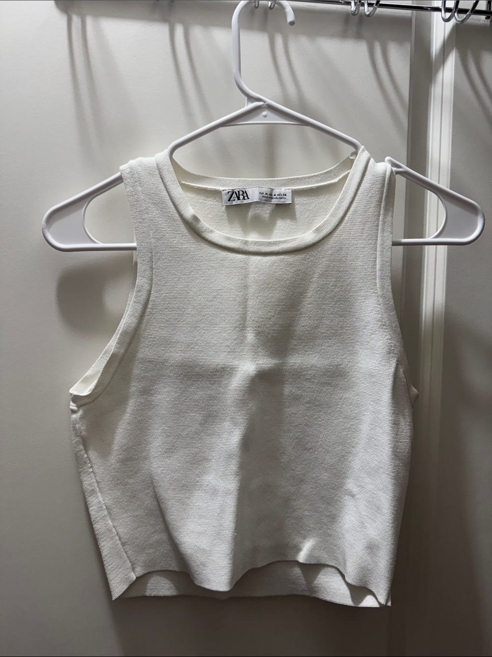 ZARA Cream Ribbed Sleeveless Knit Tank